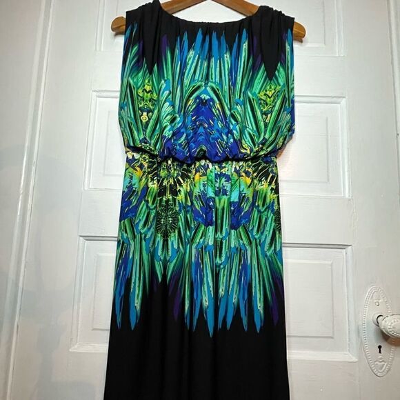 Fenn Wright Manson Green Blue Black Multi Color Sleveless Dress - Picture 2 of 8